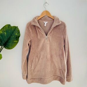 THYME | Dusty Pink Soft Teddy Quarter Zip Sweater Medium